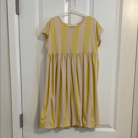 Striped Yellow and Cream Kids Dress - Picture 1 of 5